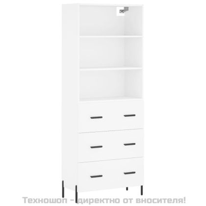 Висок шкаф, бял, 69,5x34x180 см, инженерно дърво