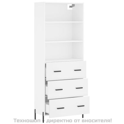 Висок шкаф, бял, 69,5x34x180 см, инженерно дърво