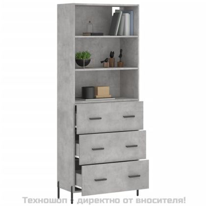 Висок шкаф, бетонно сив, 69,5x34x180 см, инженерно дърво