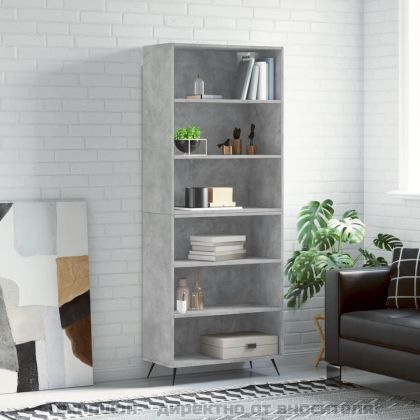 Висок шкаф, бетонно сиво, 69,5x32,5x180 см, инженерно дърво