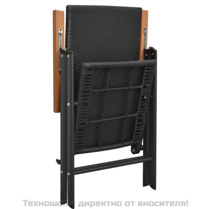 Градински трапезен комплект, 7 части, черно и кафяво