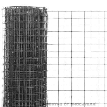 Кокошкарска мрежа, стомана с PVC покритие, 10x1 м, сива