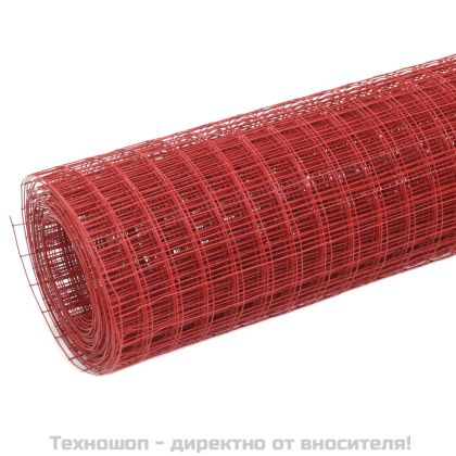 Кокошкарска мрежа, стомана с PVC покритие, 10x0,5 м, червена