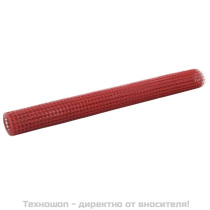 Кокошкарска мрежа, стомана с PVC покритие, 10x1,5 м, червена
