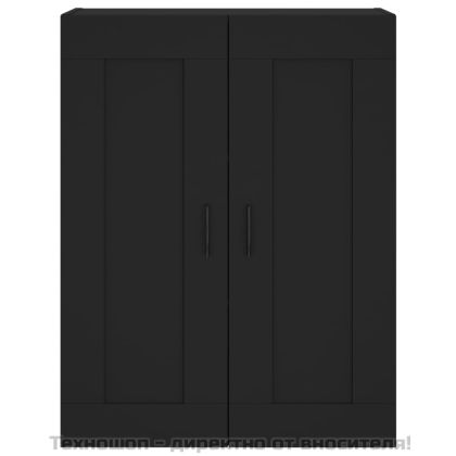 Стенни шкафове, 2 бр, черни, инженерно дърво