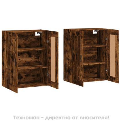 Стенни шкафове, 2 бр, опушен дъб, инженерно дърво