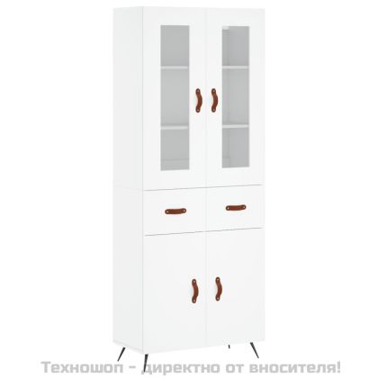 Висок шкаф, бял, 69,5x34x180 см, инженерно дърво