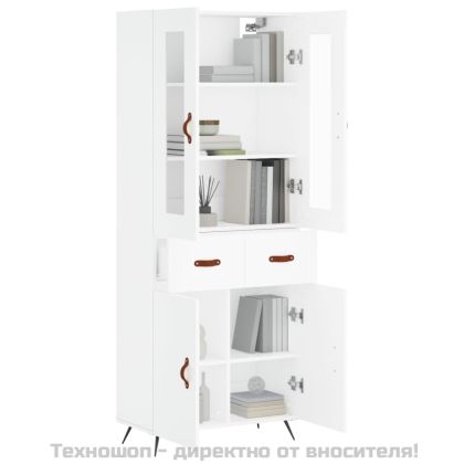 Висок шкаф, бял, 69,5x34x180 см, инженерно дърво