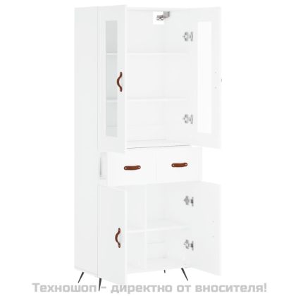 Висок шкаф, бял, 69,5x34x180 см, инженерно дърво