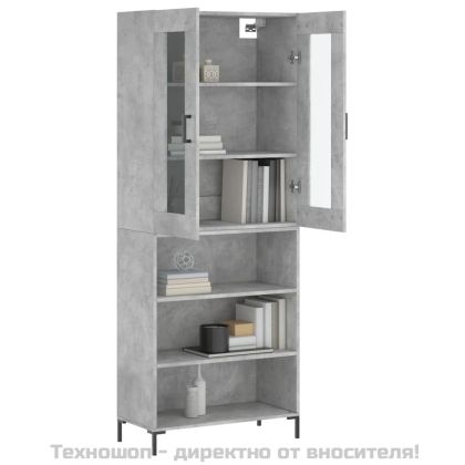 Висок шкаф, бетонно сив, 69,5x34x180 см, инженерно дърво