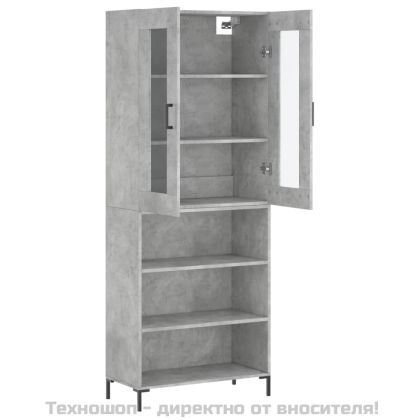 Висок шкаф, бетонно сив, 69,5x34x180 см, инженерно дърво
