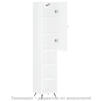 Висок шкаф, бял гланц, 34,5x34x180 см, инженерно дърво