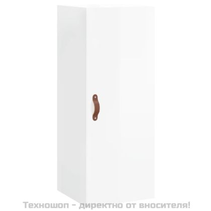 Висок шкаф, бял гланц, 34,5x34x180 см, инженерно дърво