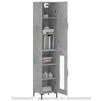 Висок шкаф, бетонно сив, 34,5x34x180 см, инженерно дърво