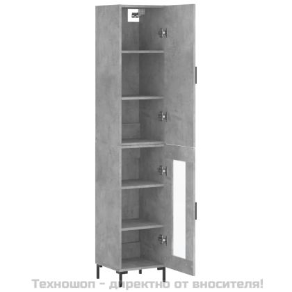 Висок шкаф, бетонно сив, 34,5x34x180 см, инженерно дърво