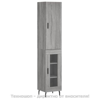 Висок шкаф, сив сонома, 34,5x34x180 см, инженерно дърво