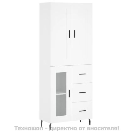 Висок шкаф, бял, 69,5x34x180 см, инженерно дърво