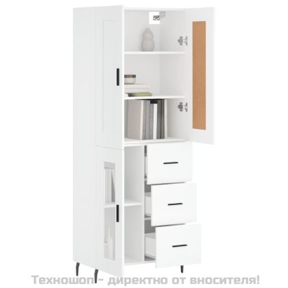 Висок шкаф, бял, 69,5x34x180 см, инженерно дърво
