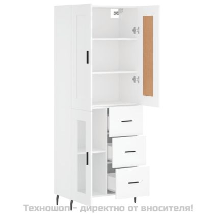 Висок шкаф, бял, 69,5x34x180 см, инженерно дърво