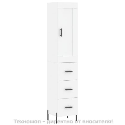 Висок шкаф, бял, 34,5x34x180 см, инженерно дърво