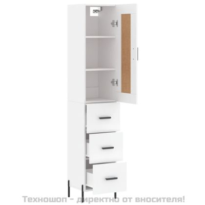 Висок шкаф, бял, 34,5x34x180 см, инженерно дърво