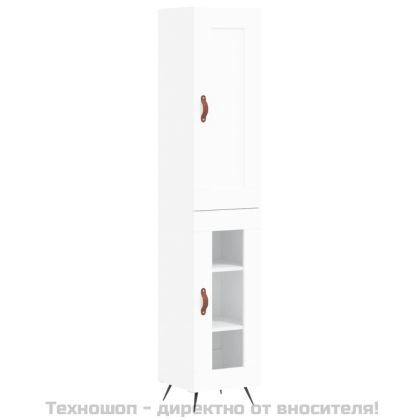 Висок шкаф, бял, 34,5x34x180 см, инженерно дърво