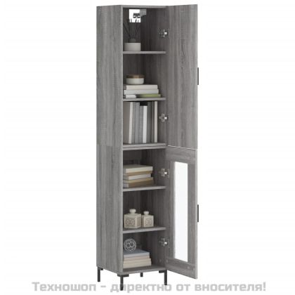 Висок шкаф, сив сонома, 34,5x34x180 см, инженерно дърво