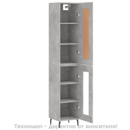 Висок шкаф, бетонно сив, 34,5x34x180 см, инженерно дърво