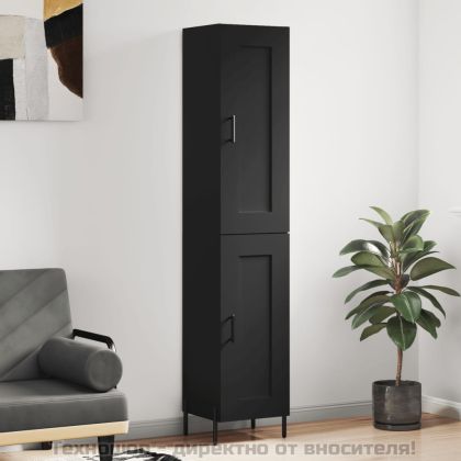 Висок шкаф, черна, 34,5x34x180 см, инженерно дърво