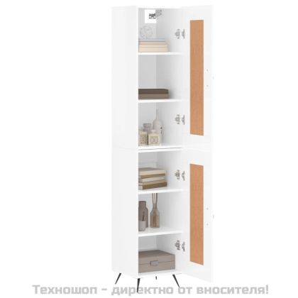 Висок шкаф, бял гланц, 34,5x34x180 см, инженерно дърво