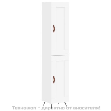 Висок шкаф, бял, 34,5x34x180 см, инженерно дърво