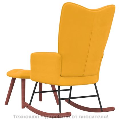 Люлеещ се стол с табуретка, горчица, кадифе