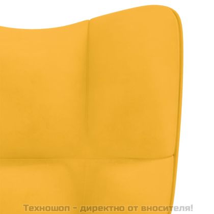 Люлеещ се стол с табуретка, горчица, кадифе