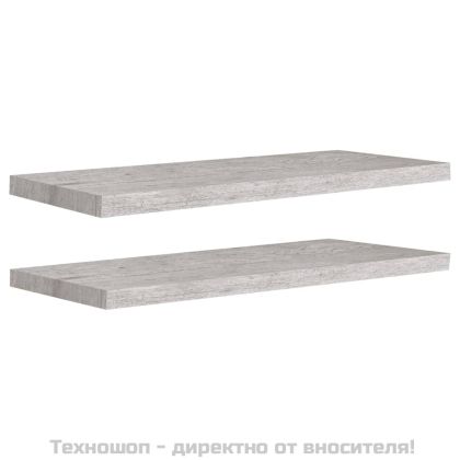 Окачени стенни рафтове, 2 бр, бетонно сиви, 80x23,5x3,8 см, МДФ