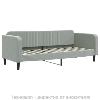 Кушетка, светлосива, 80x200 см, кадифе