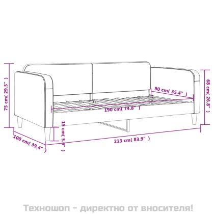 Кушетка, светлосива, 90x190 см, плат