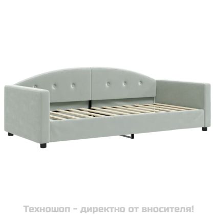 Кушетка, светлосива, 90x200 см, кадифе