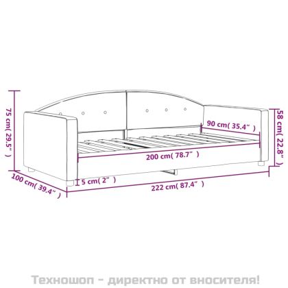 Кушетка, светлосива, 90x200 см, кадифе
