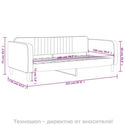 Кушетка, черна, 100x200 см, кадифе