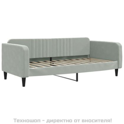 Кушетка, светлосива, 90x200 см, кадифе