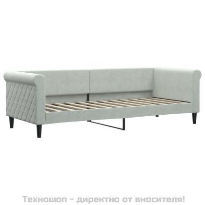 Кушетка, светлосива, 80x200 см, кадифе