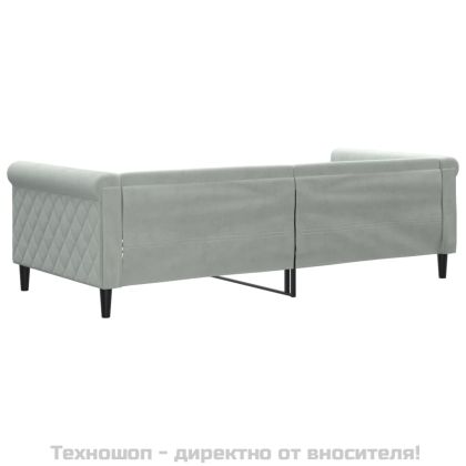 Кушетка, светлосива, 90x200 см, кадифе