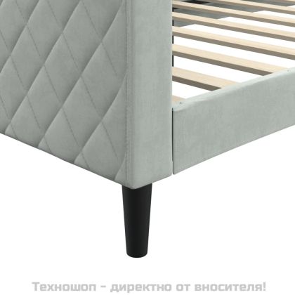 Кушетка, светлосива, 90x190 см, кадифе