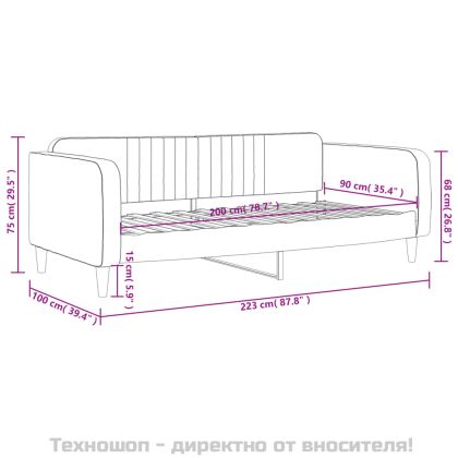 Кушетка, черна, 90x200 см, кадифе