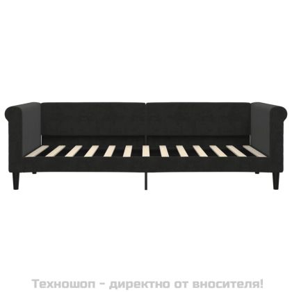 Кушетка, черна, 90x200 см, кадифе