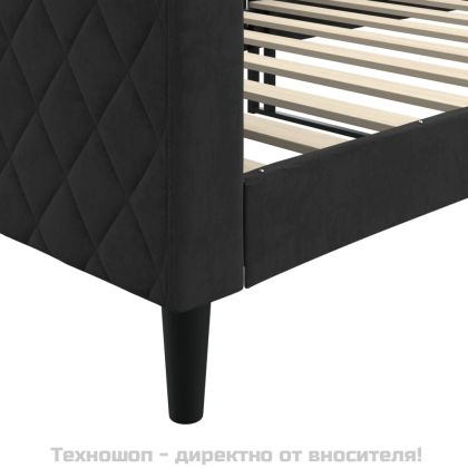 Кушетка, черна, 90x200 см, кадифе