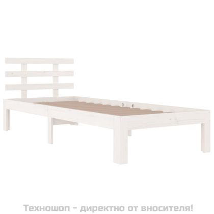 Рамка за легло бяла масивно дърво 75x190 см Small Single
