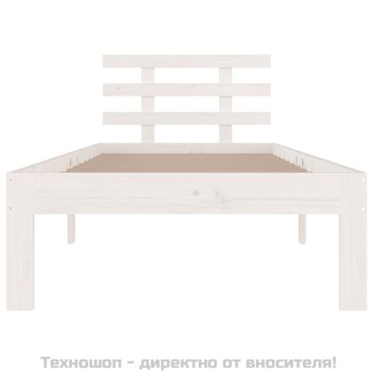 Рамка за легло бяла масивно дърво 75x190 см Small Single