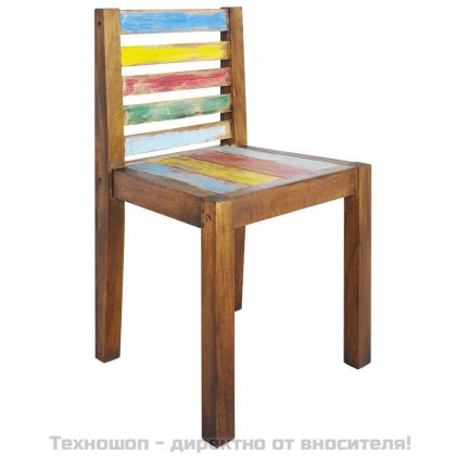 Трапезни столове, 6 бр, регенерирано дърво масив