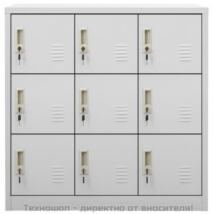 Заключващи се шкафове, 5 бр, светлосиви, 90x45x92,5 см, стомана